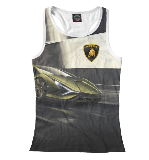 Женская майка-борцовка с изображением Lamborghini цвета Белый