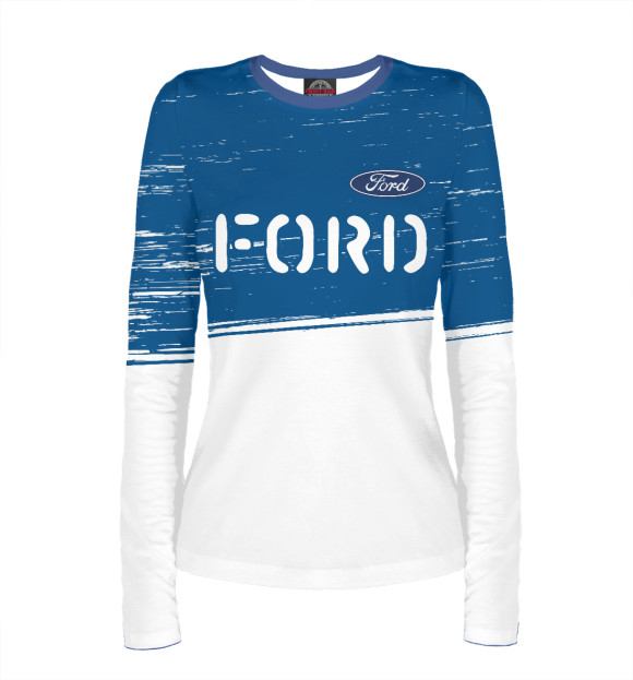 Женский лонгслив с изображением Ford | Ford | Краски цвета Белый