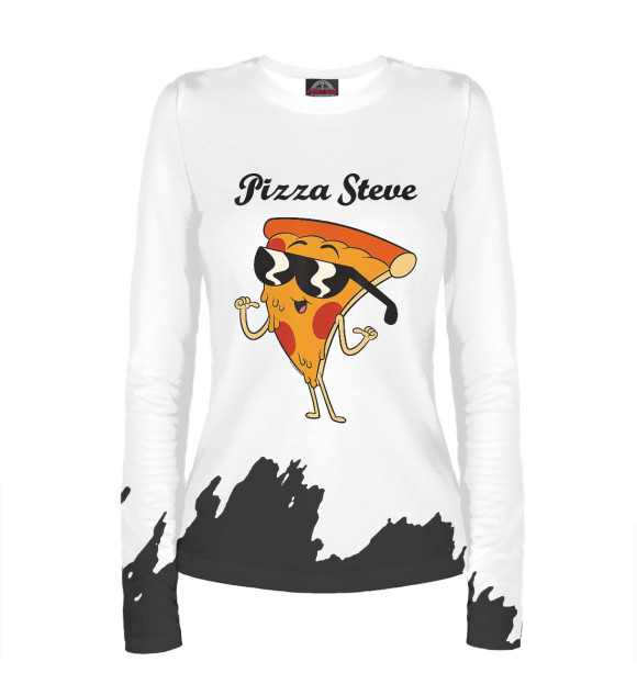 Женский лонгслив с изображением Pizza Steve цвета Белый