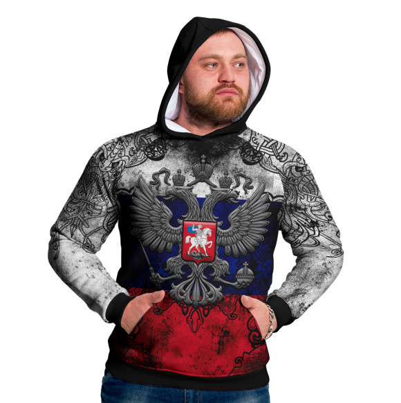 Мужское худи с изображением Герб цвета Белый