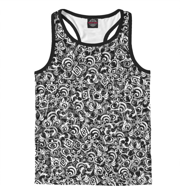 Мужская майка-борцовка с изображением Genshin impact elements цвета Белый