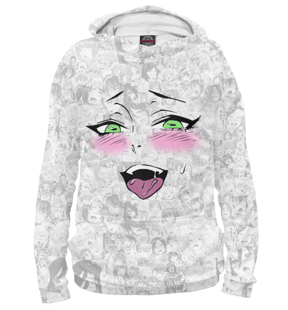 Мужское худи с изображением Ahegao Face цвета Белый