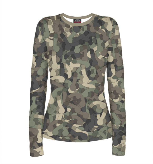 Женский лонгслив с изображением Уёвый камуфляж цвета Белый