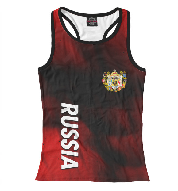 Женская майка-борцовка с изображением Russia | Россия + (grunge) цвета Белый