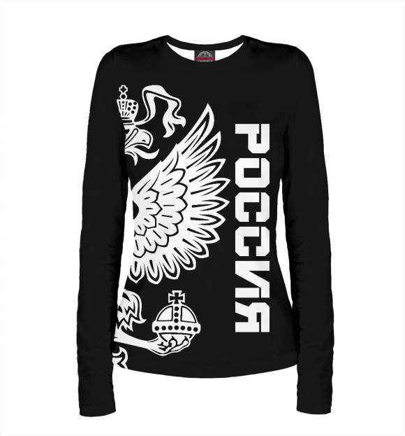 Женский лонгслив с изображением Россия цвета Белый