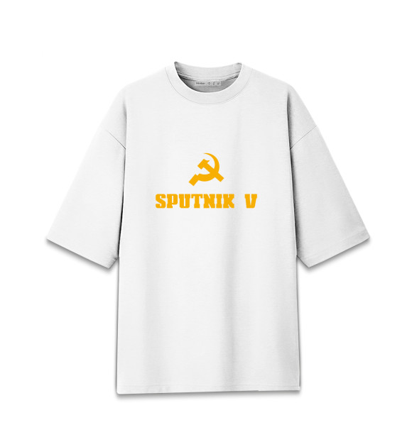 Женская футболка оверсайз с изображением Sputnik V цвета Белый