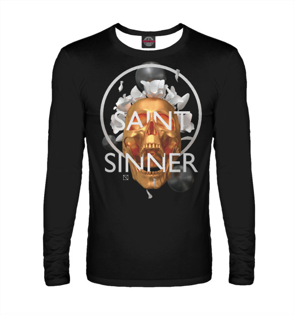 Мужской лонгслив с изображением Saint Sinner цвета Белый