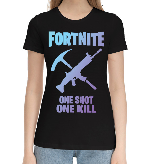Женская хлопковая футболка с изображением Fortnite цвета Черный