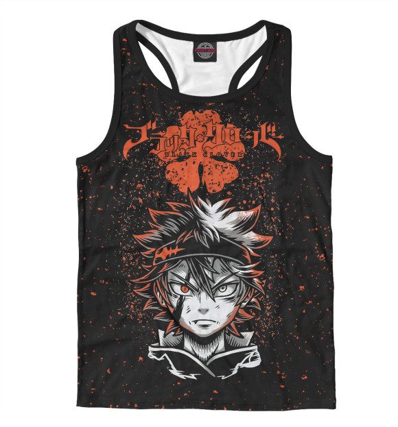 Мужская майка-борцовка с изображением Чёрный клевер Аста цвета Белый