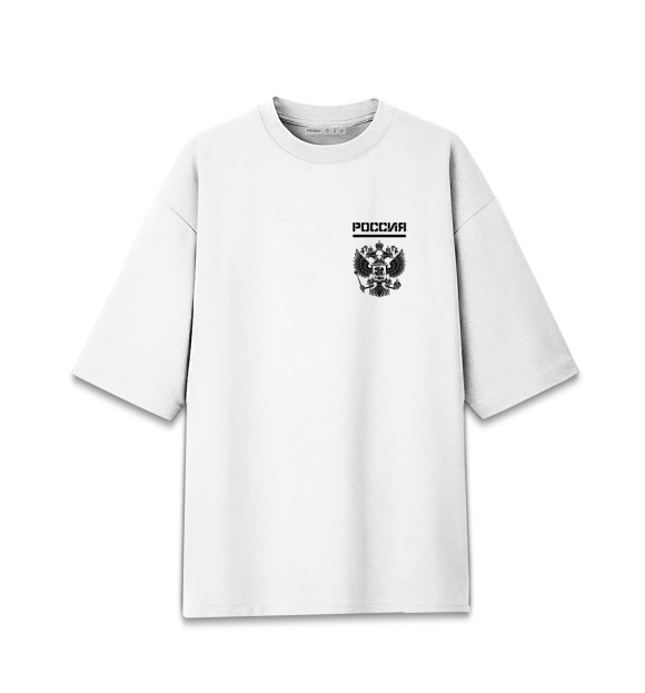 Женская футболка оверсайз с изображением Россия (двусторонняя) цвета Белый