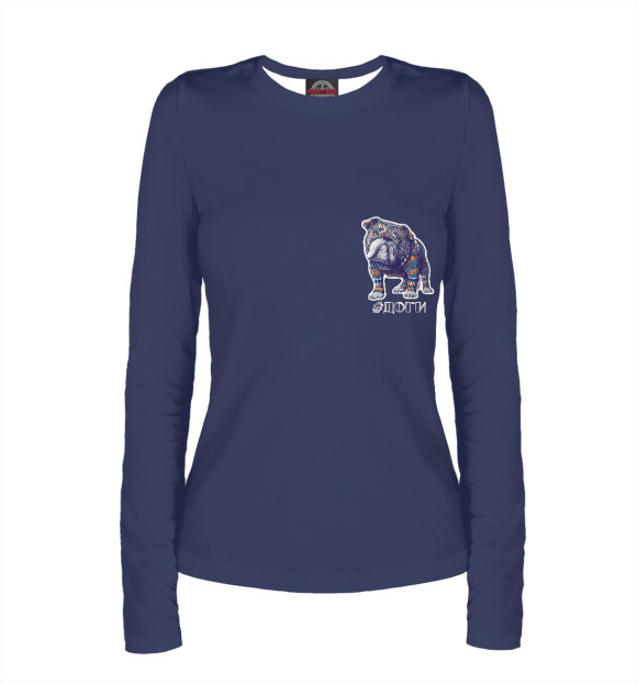 Женский лонгслив с изображением Доги цвета Белый