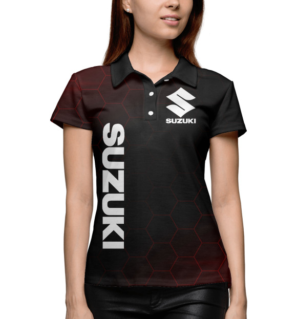 Женское поло с изображением Suzuki Сузуки цвета Белый