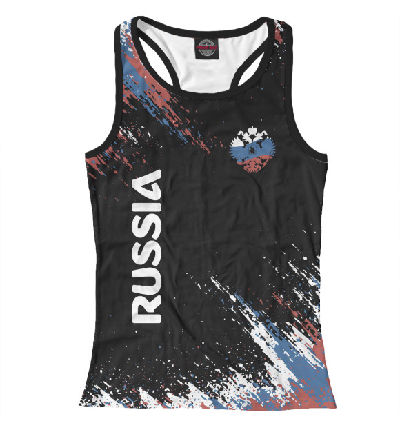 Женская майка-борцовка с изображением RUSSIA цвета Белый