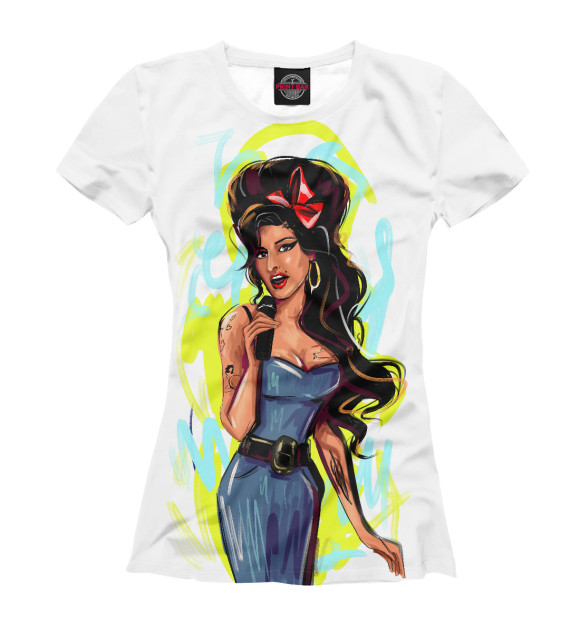 Женская футболка с изображением Amy Winehouse цвета Белый