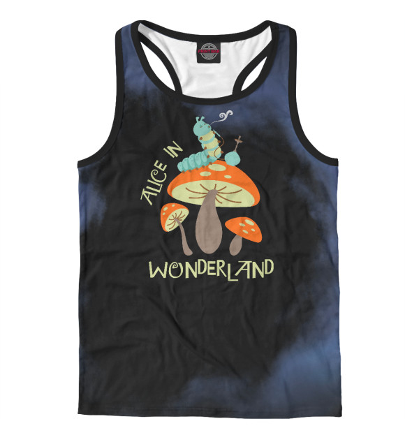 Мужская майка-борцовка с изображением Alice In Wonderland цвета Белый