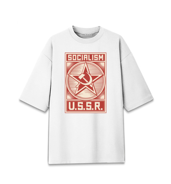 Женская футболка оверсайз с изображением USSR цвета Белый