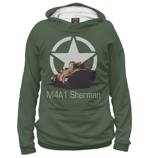 Худи для мальчика с изображением Средний танк M4A1 Sherman цвета Белый