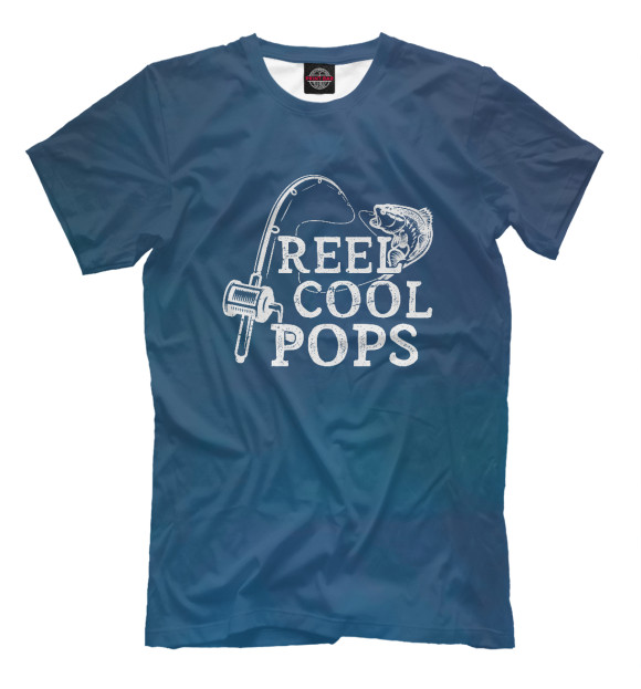 Мужская футболка с изображением Reel Cool Pops Fish цвета Белый