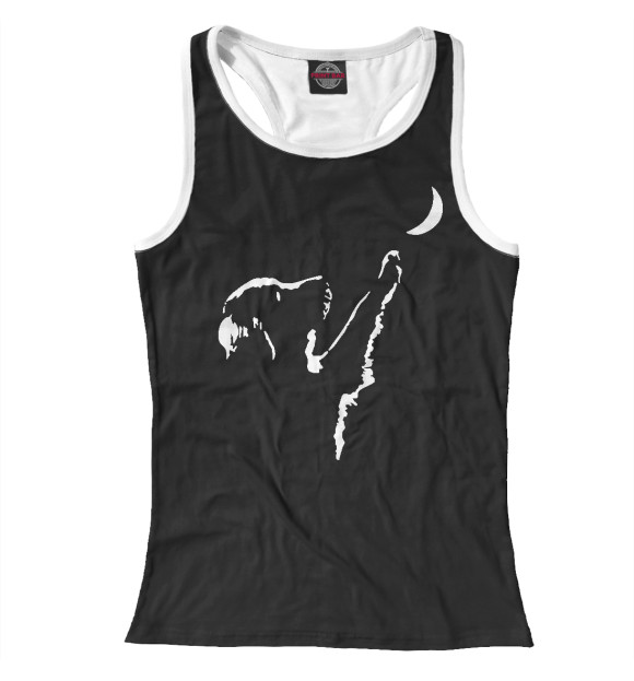 Женская майка-борцовка с изображением Лунный Пес цвета Белый