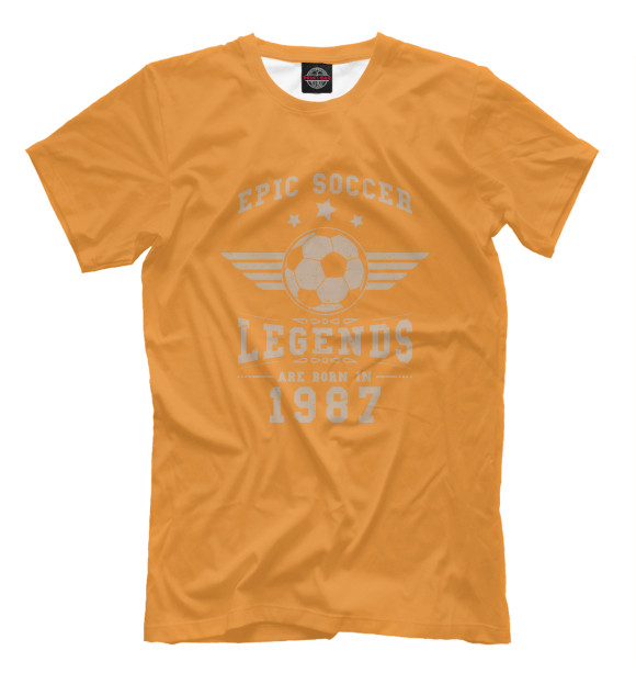 Мужская футболка с изображением Soccer Birthday Gift Born I цвета Белый