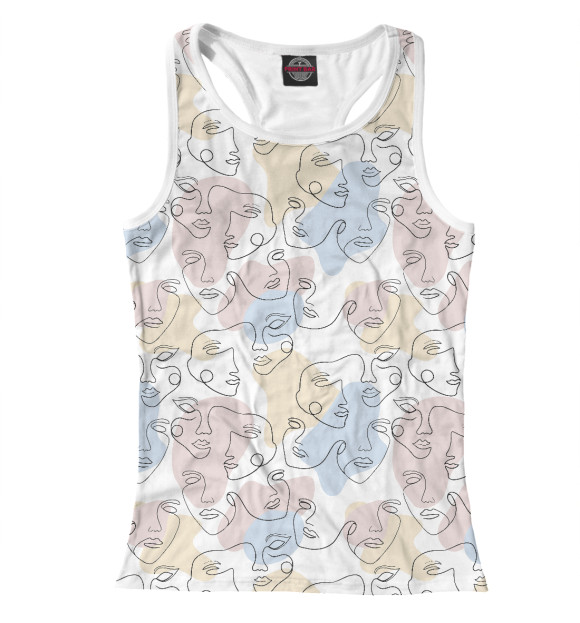 Женская майка-борцовка с изображением Лица девушек цвета Белый