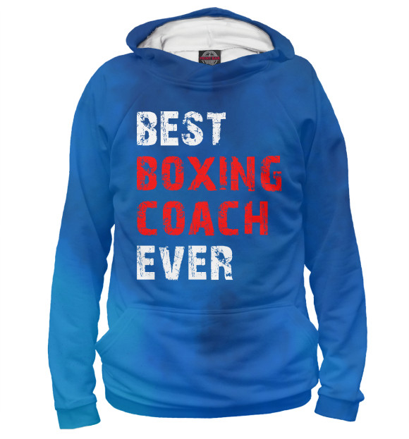 Женское худи с изображением Best boxing coach ever цвета Белый