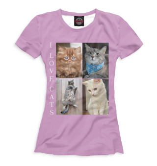 Женская футболка I love cats