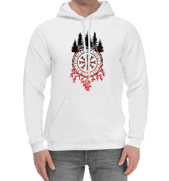 Мужской хлопковый худи с изображением Шлем Ужаса цвета Белый