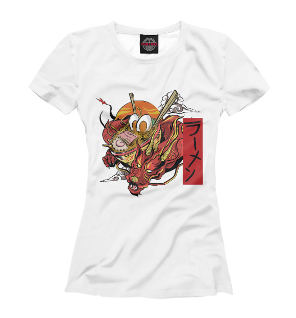 Женская футболка с изображением Dragon ramen цвета Белый