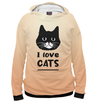 Женское худи I love Cats (градиент)