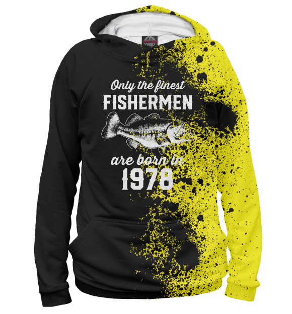 Мужское худи с изображением Fisherman in 1978 цвета Белый