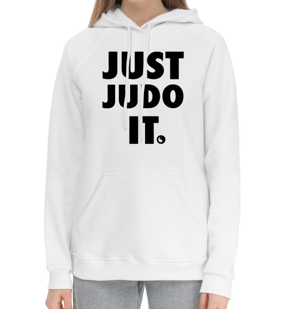 Женский хлопковый худи с изображением Дзюдо цвета Белый