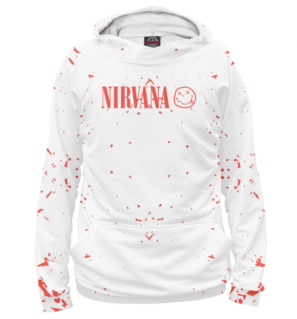 Женское худи с притом Nirvana цвета Белый Женское худи с изображением Nirvana цвета Белый