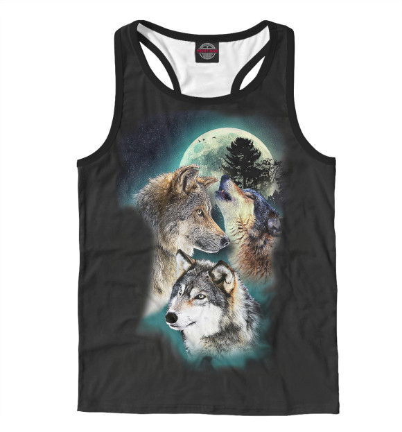 Мужская майка-борцовка с изображением Волки цвета Белый