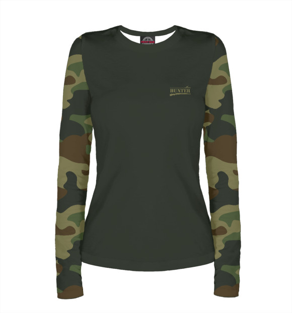 Женский лонгслив с изображением Камуфляж цвета Белый