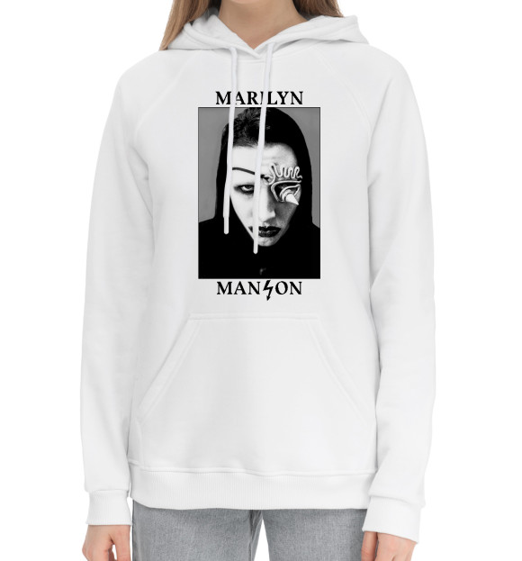 Женский хлопковый худи с изображением Marilyn Manson Antichrist цвета Белый