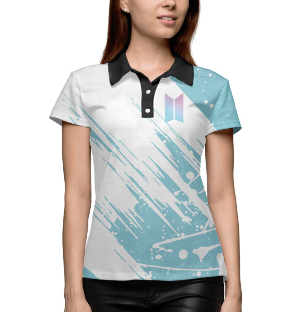 Женское поло с изображением BTS цвета Белый