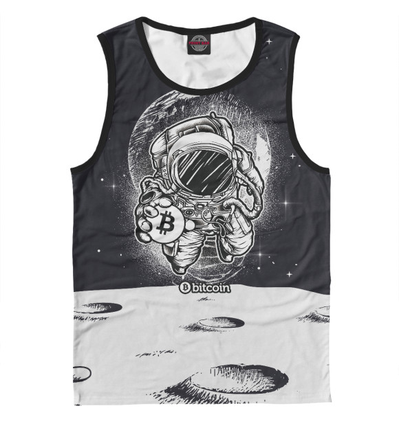 Майка для мальчика с изображением Bitcoin в космосе цвета Белый