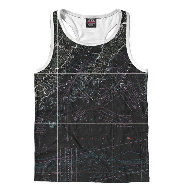Мужская майка-борцовка с изображением Залив Петра Великого. Карта. цвета Белый