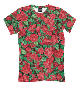 Мужская футболка Букет алых роз