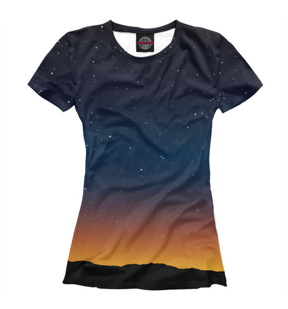 Женская футболка с изображением Звездная заря цвета Белый