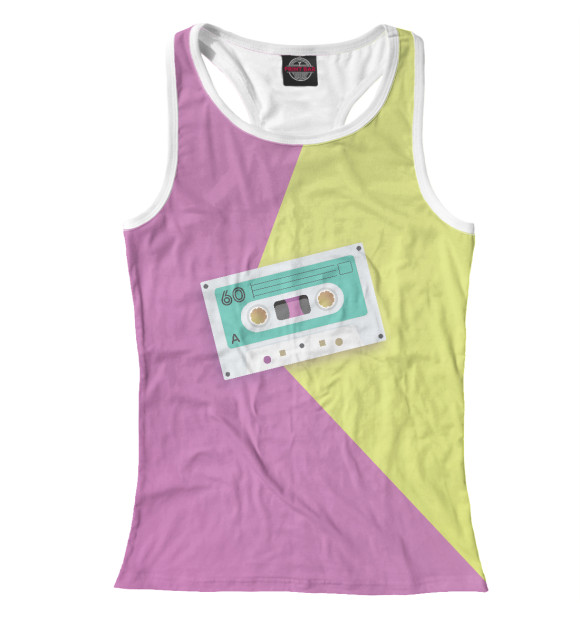 Женская майка-борцовка с изображением Кассета цвета Белый