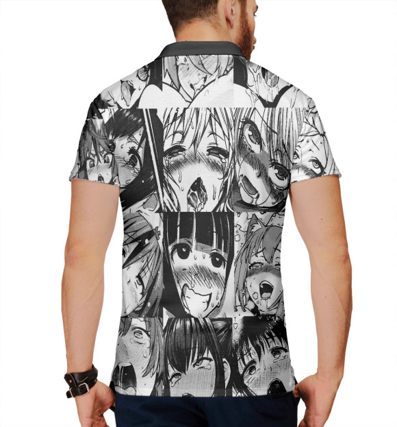 Мужское поло с изображением Ahegao | Ахэгао цвета Белый