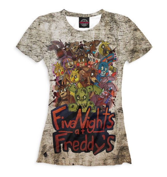Женская футболка с изображением fnaf цвета Белый