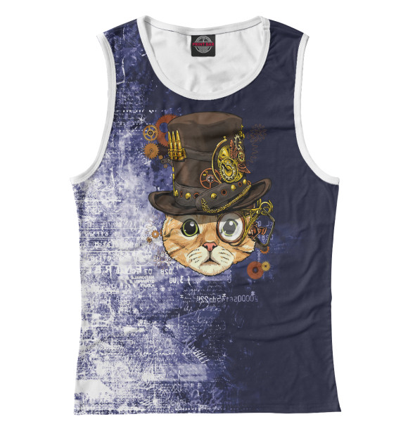 Майка для девочки с изображением Steampunk Cat Steampunk цвета Белый