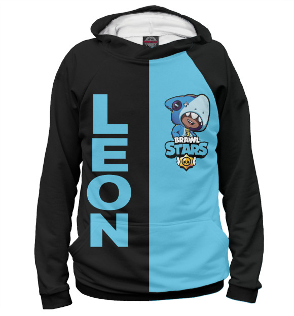 Мужское худи с изображением Brawl Stars LEON SHARK цвета Белый