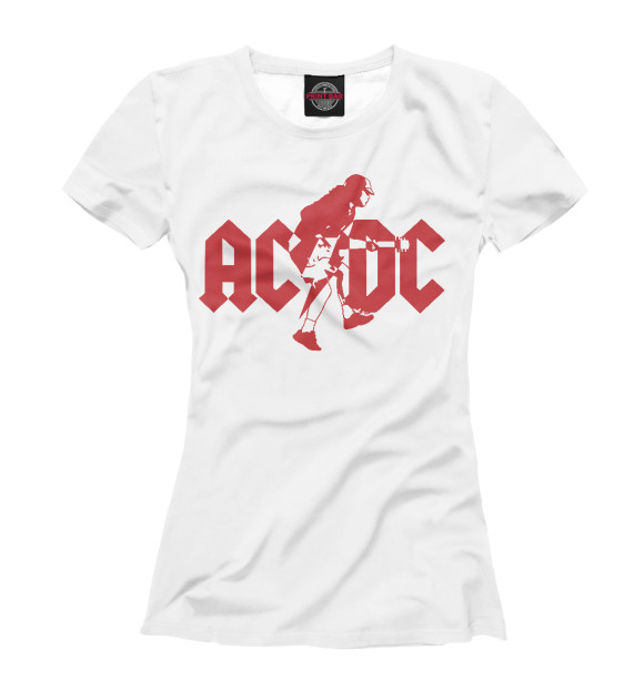 Футболка для девочек с изображением AC/DC цвета Белый
