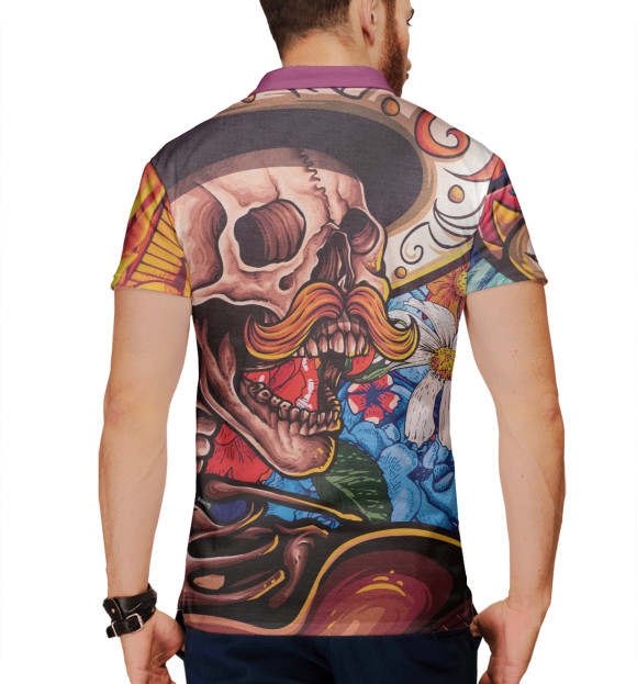 Мужское поло с притом Лос мучачос цвета Белый Мужское поло с изображением Лос мучачос цвета Белый