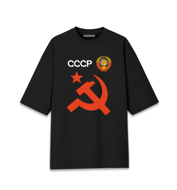 Женская футболка оверсайз с изображением Советский союз цвета Черный
