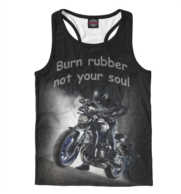 Мужская майка-борцовка с изображением Жги резину, а не свою душу цвета Белый